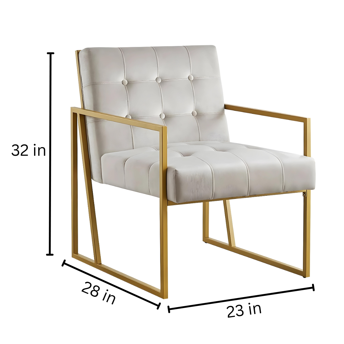 Eric Designer Golden Metal Chair with White Cushion