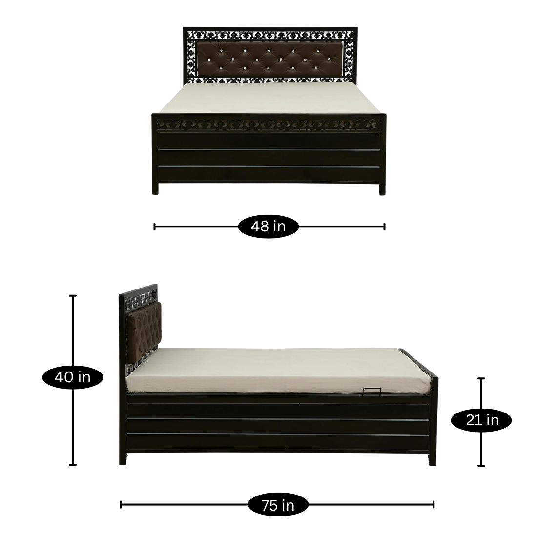 Double Storage Metal Bed with Hydraulics