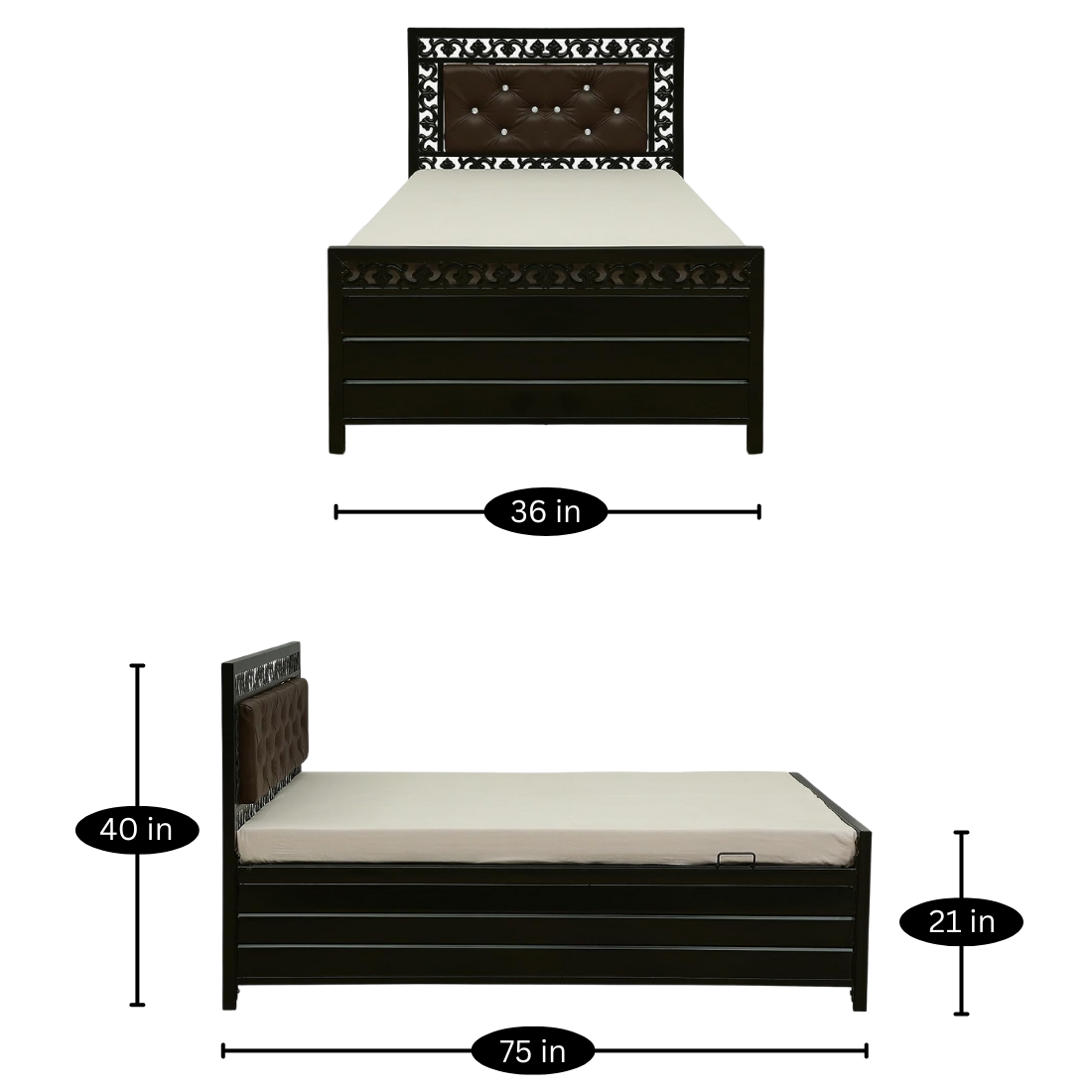 Single Storage Metal Bed with Hydraulics