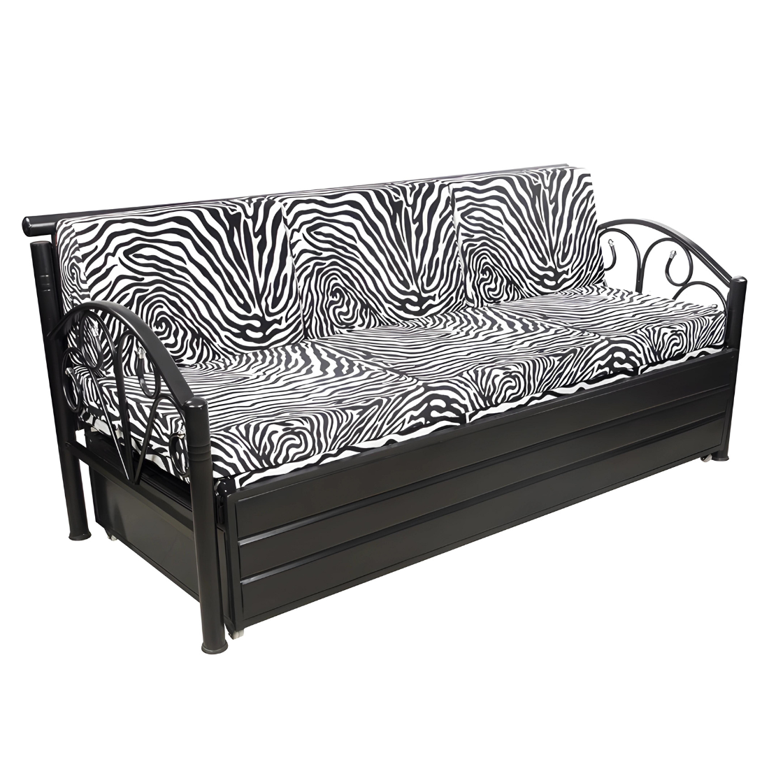 Black Tokyo Hydraulic Storage Metal Sofa Bed with Mattress & Pillow (Color - Multi)