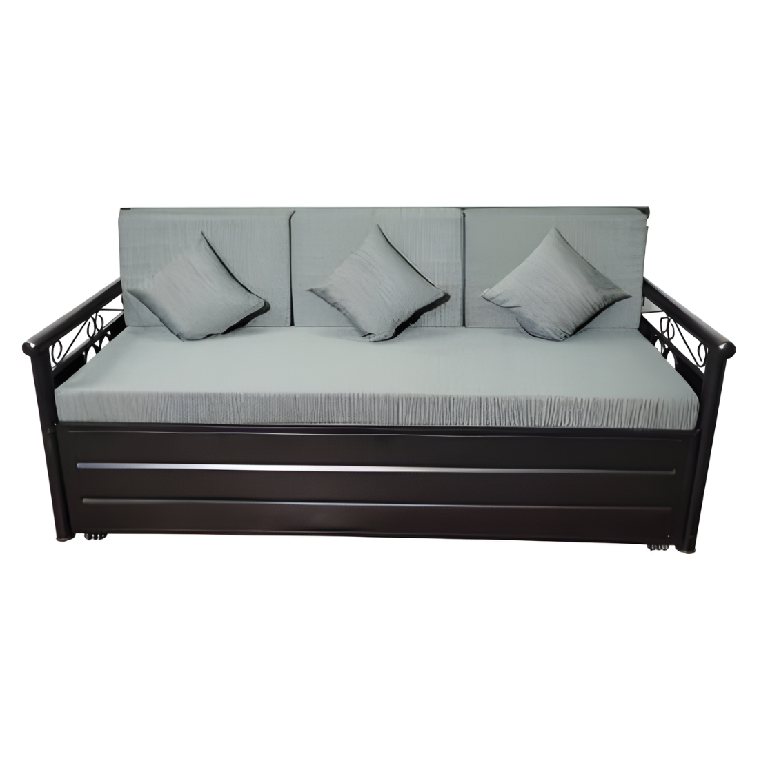 Black Crossandra Hydraulic Storage Sofa Cum Bed with Mattress & Pillow (Color - Grey)