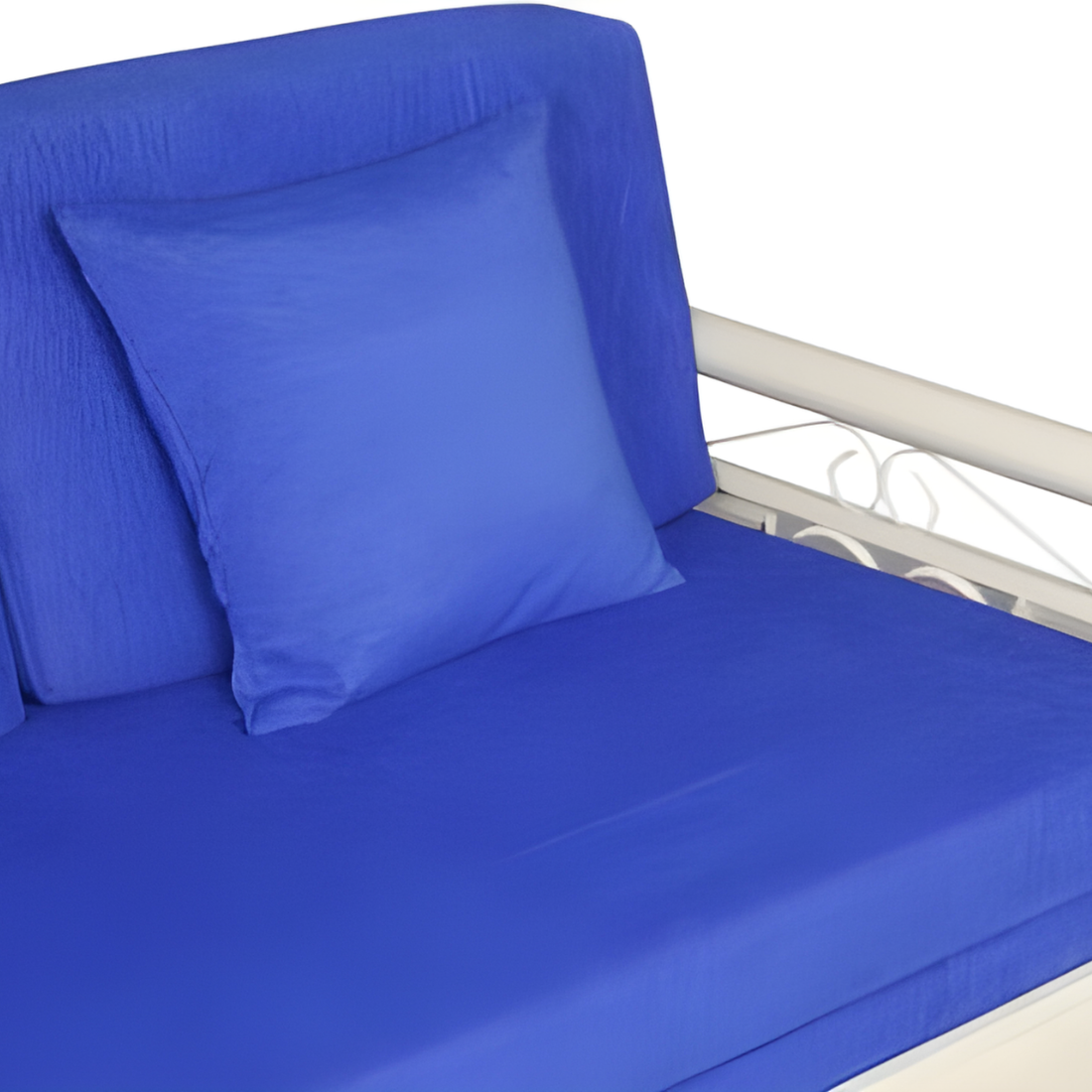 White Crosslily Hydraulic Storage Metal Sofa Bed with Mattress & Pillow (Color - Blue)