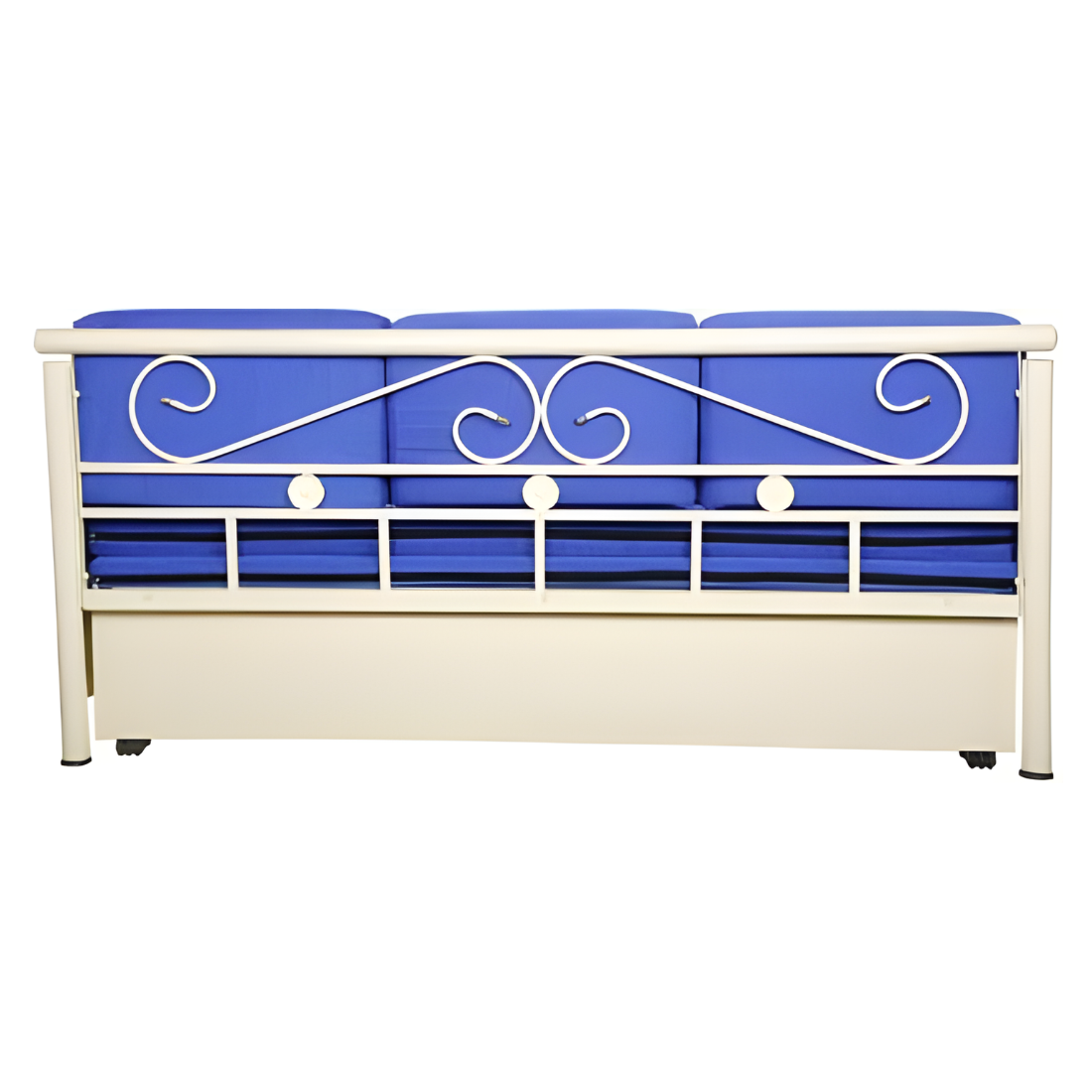 White Crosslily Hydraulic Storage Metal Sofa Bed with Mattress & Pillow (Color - Blue)