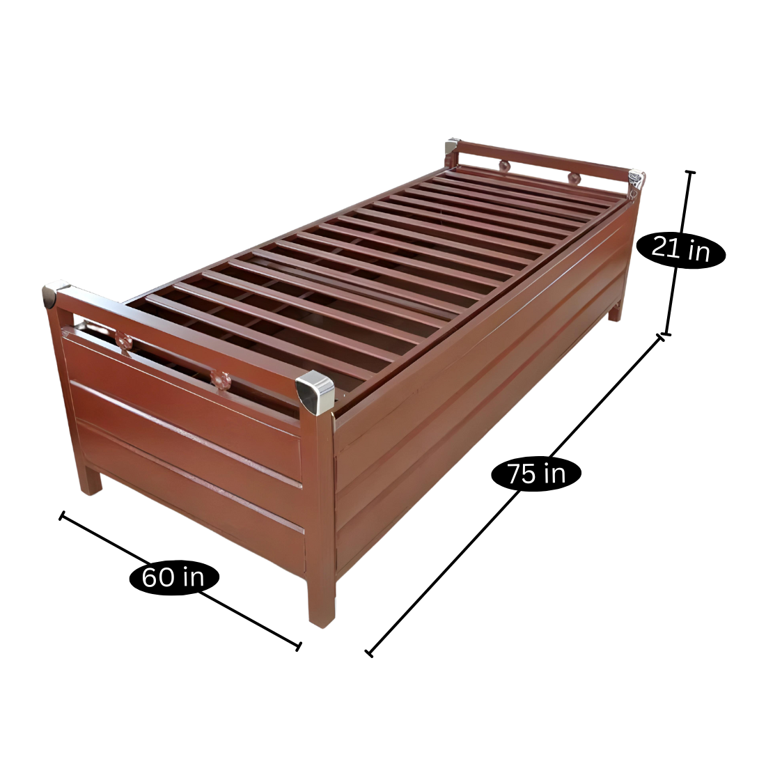 Posca Hydraulic Storage Metal Diwan Bed (Color - Brown)