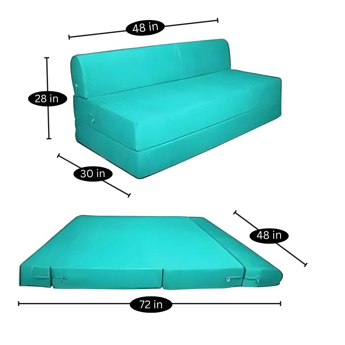 Mae Light Blue Foldable Mattress Sofa Bed