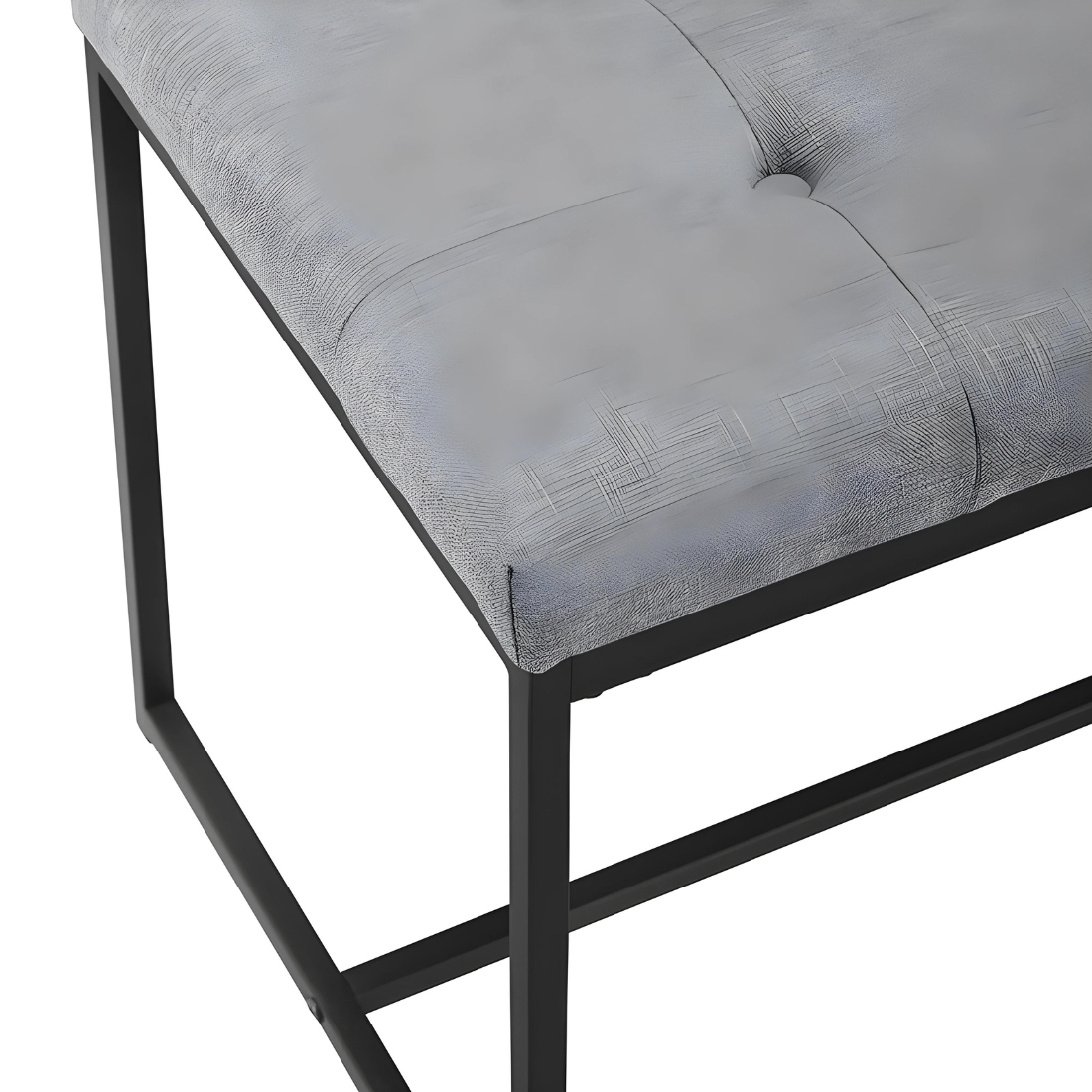 Grace Black Ottoman Metal Bench with Grey Cushion