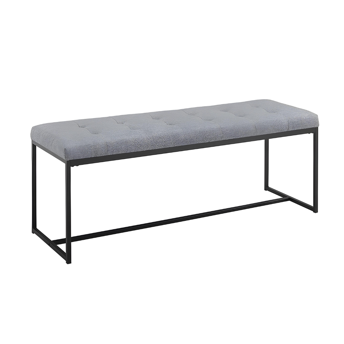 Grace Black Ottoman Metal Bench with Grey Cushion