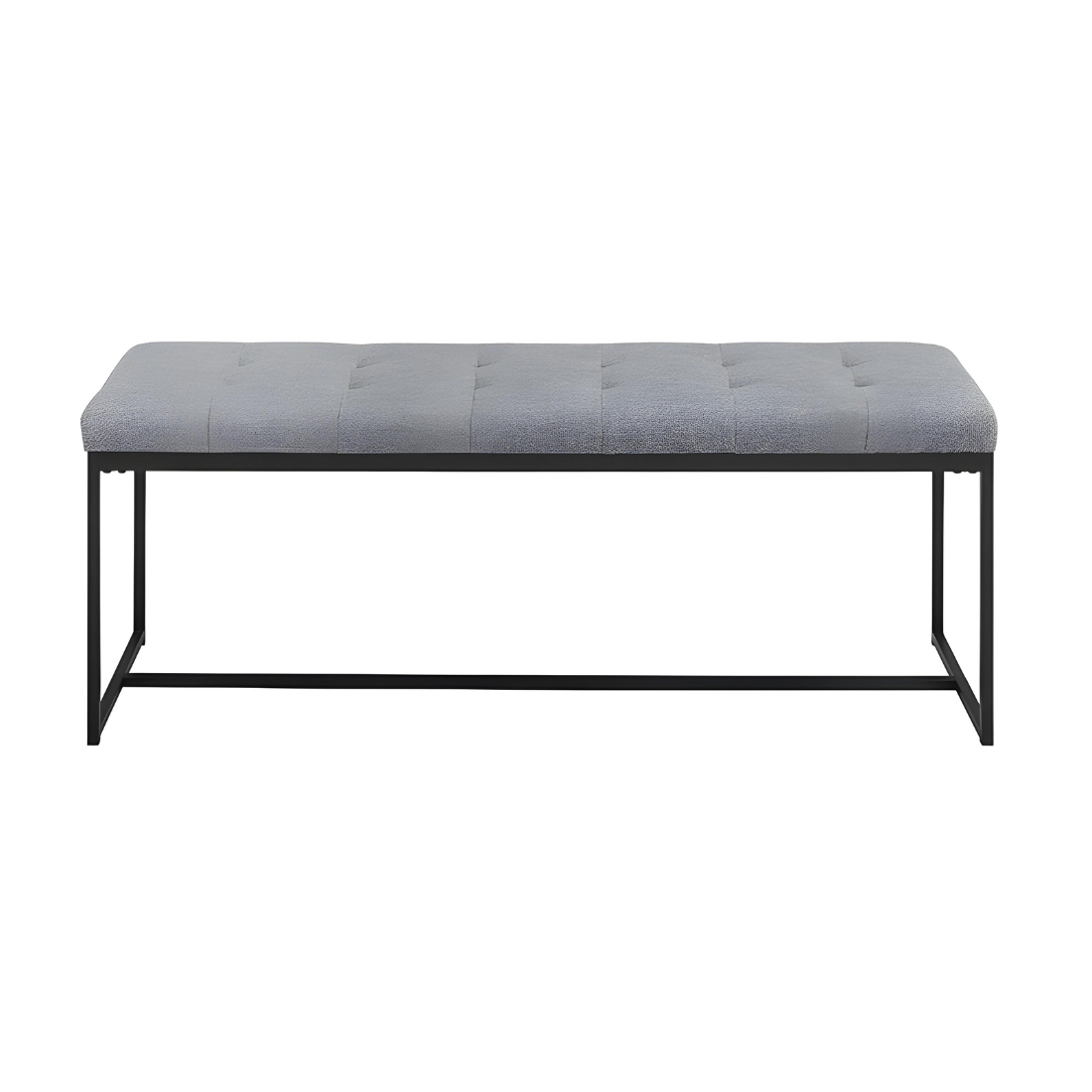 Grace Black Ottoman Metal Bench with Grey Cushion