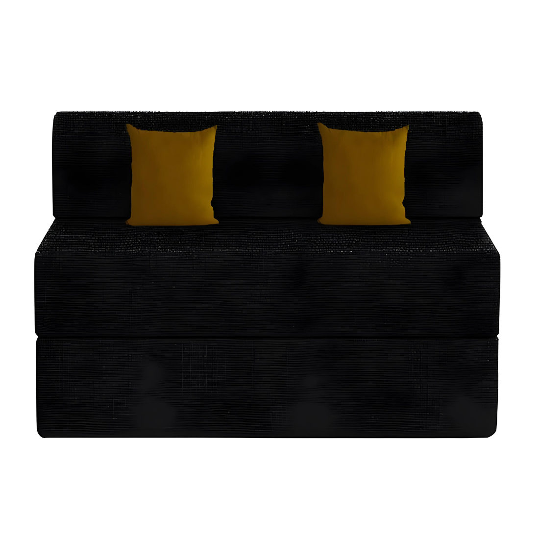 Lacy Black Foldable Mattress Sofa Bed with Yellow Cushion