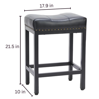 Tai Designer Black Ottoman Metal Stool with Black Cushion