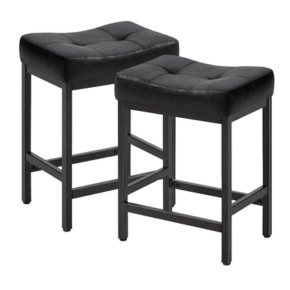 Jafar Black Ottoman Metal Stool with Black Cushion