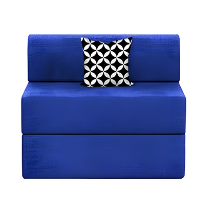 Gabby Blue Foldable Mattress Sofa Bed with Designer Cushion