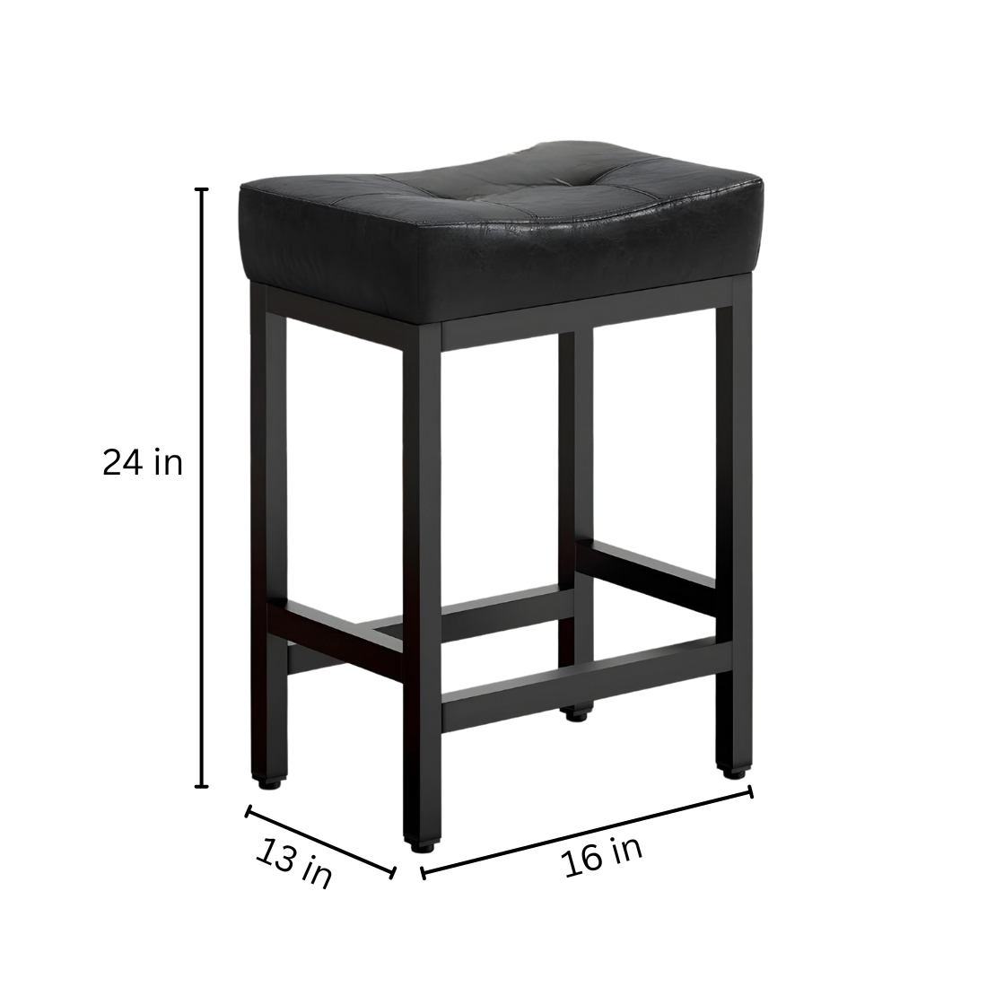 Jafar Black Ottoman Metal Stool with Black Cushion