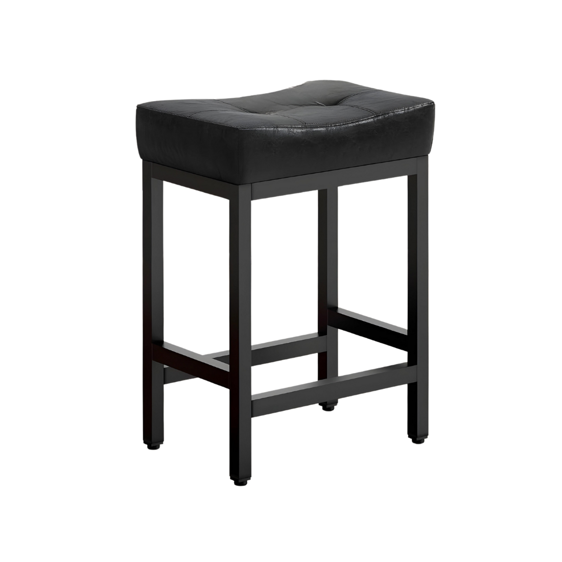 Jafar Black Ottoman Metal Stool with Black Cushion