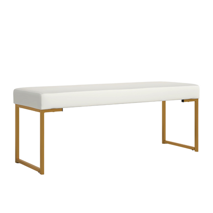 Ida Gold Ottoman Metal Bench with White Cushion