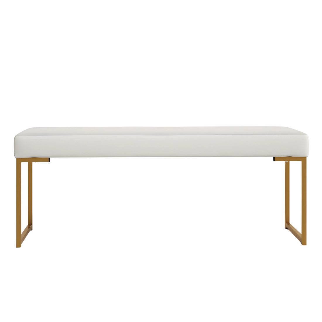 Ida Gold Ottoman Metal Bench with White Cushion