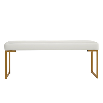 Ida Gold Ottoman Metal Bench with White Cushion