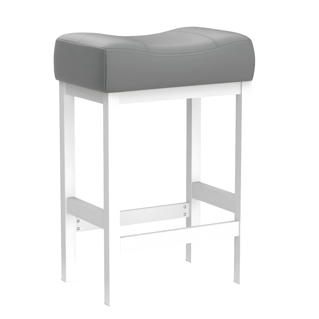 Jafar White Ottoman Metal Stool with Grey Cushion