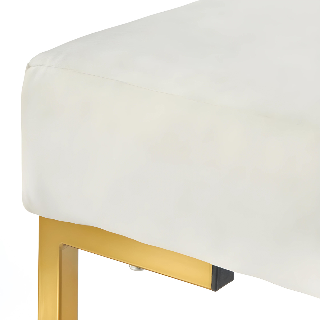 Ida Gold Ottoman Metal Bench with White Cushion