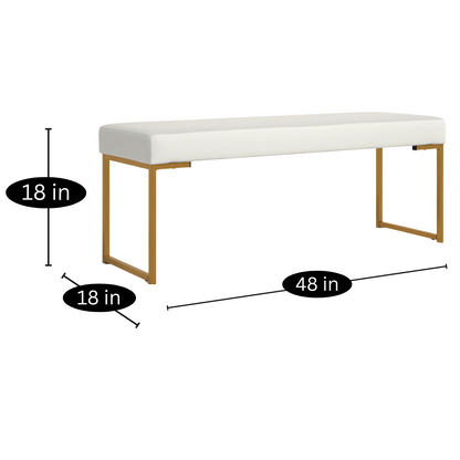 Ida Gold Ottoman Metal Bench with White Cushion