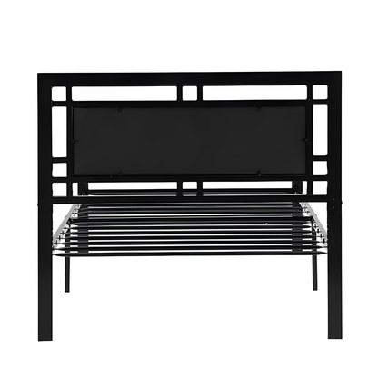 Ari Without Storage Metal Bed with Black Designer Cushion Headrest (Color - Black)