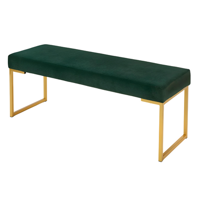 Ida Gold Ottoman Metal Bench with Green Cushion