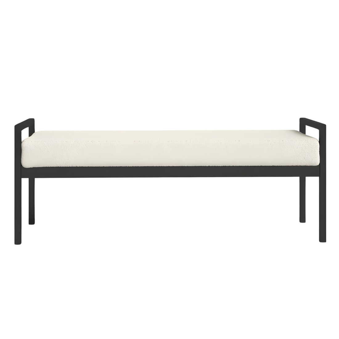 Jacey Black Ottoman Metal Bench with White Cushion