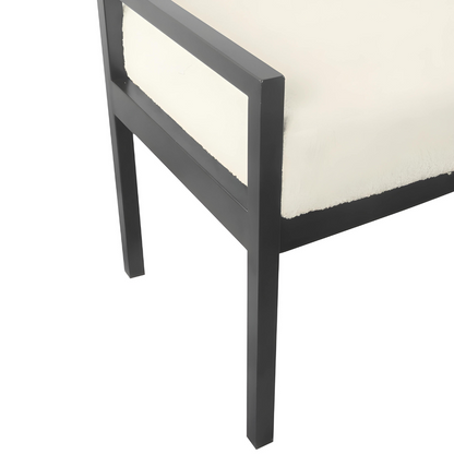 Jacey Black Ottoman Metal Bench with White Cushion