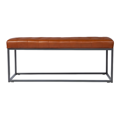 Hazel Black Ottoman Metal Bench with Brown Cushion