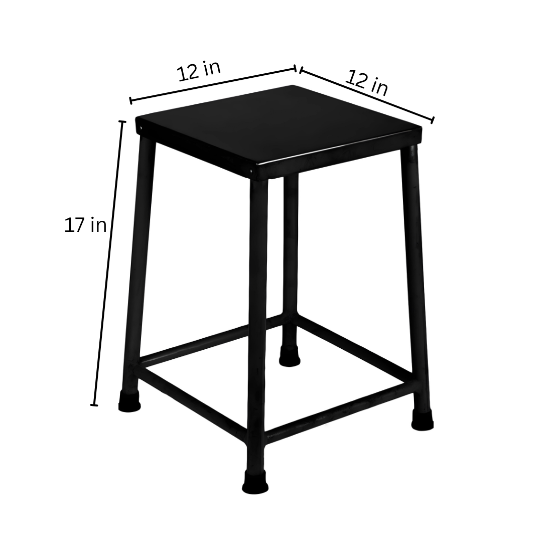 Silas Black Ottoman Metal Stool with Black Top