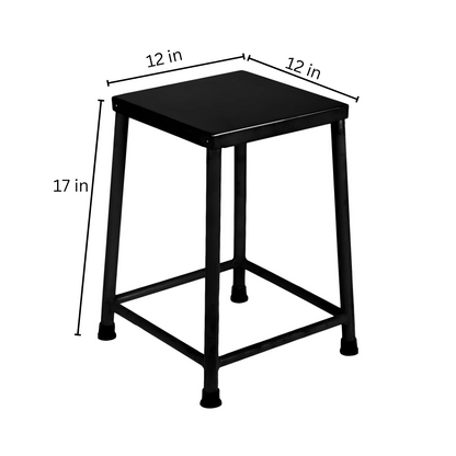 Silas Black Ottoman Metal Stool with Black Top