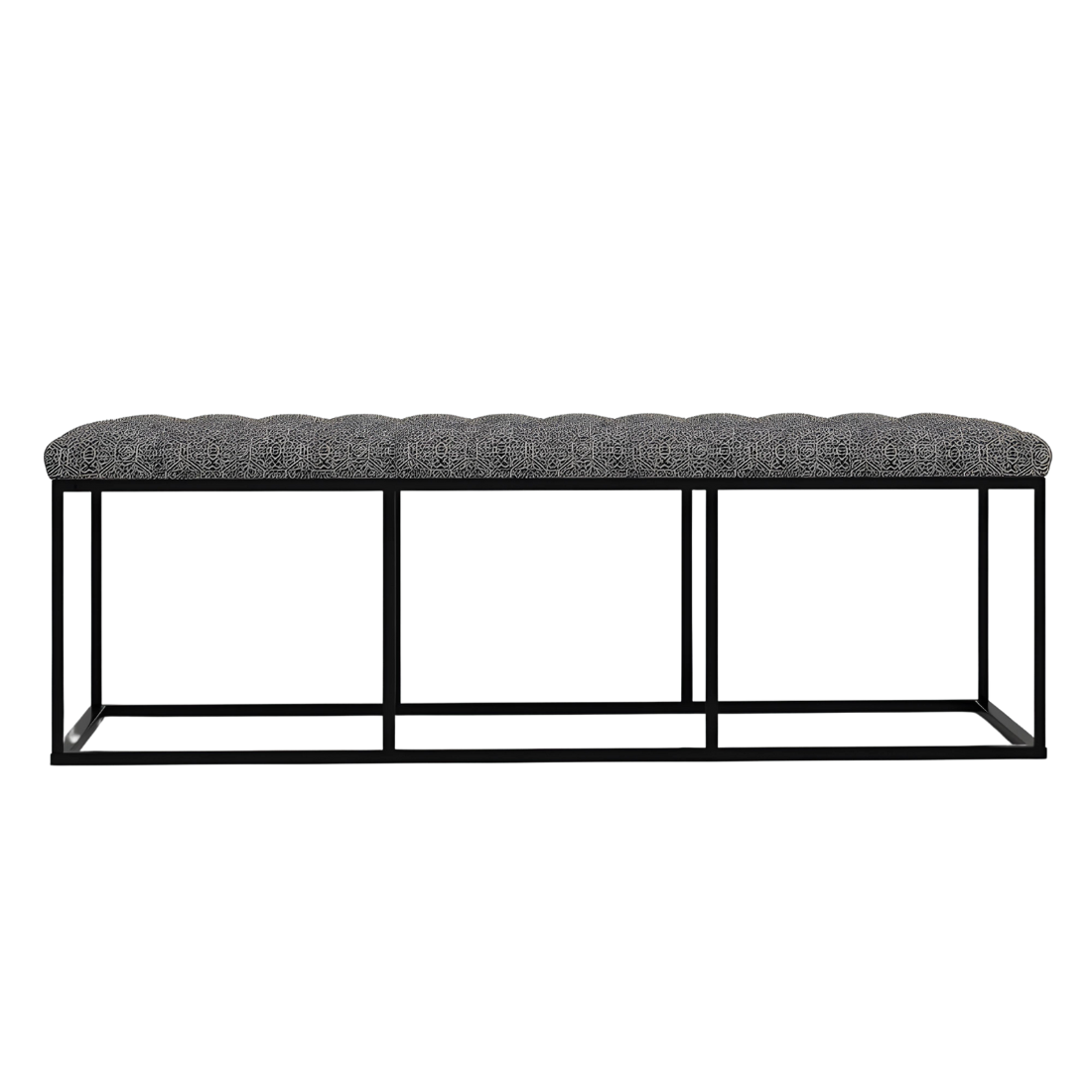 Lexi Black Ottoman Metal Bench with Grey Cushion