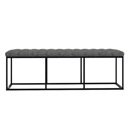 Lexi Black Ottoman Metal Bench with Grey Cushion