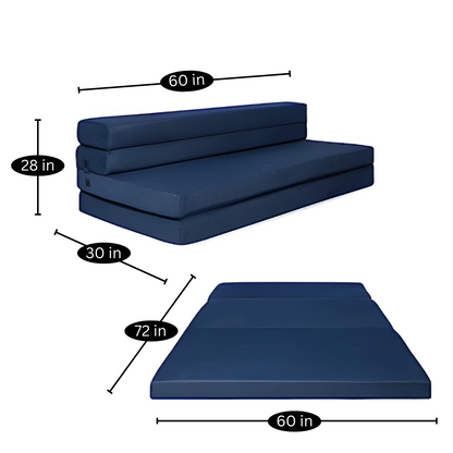 Alba Blue Foldable Mattress Sofa Bed