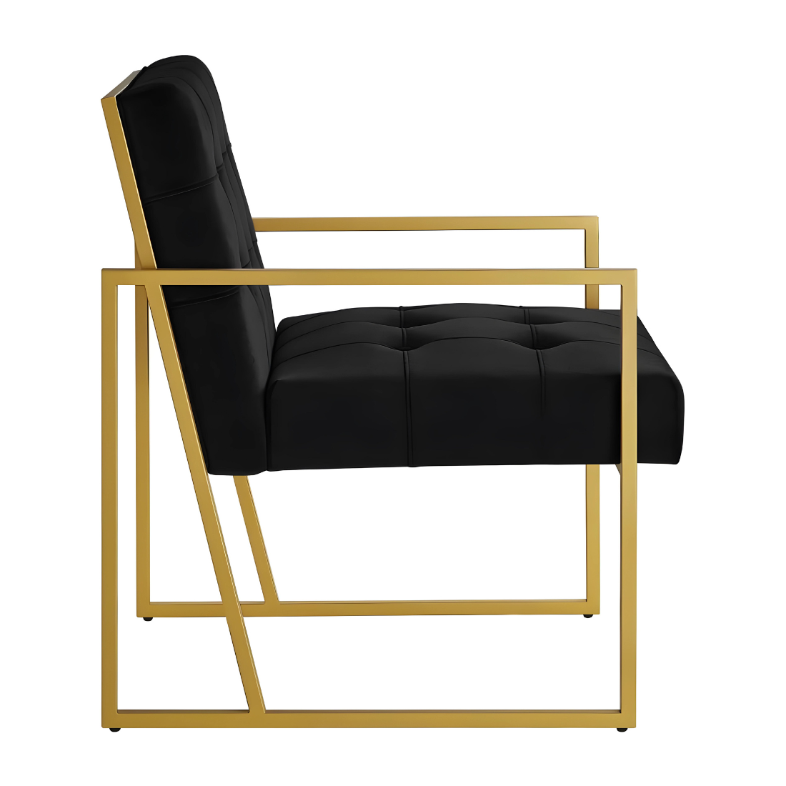 Eric Designer Golden Metal Chair with Black Cushion