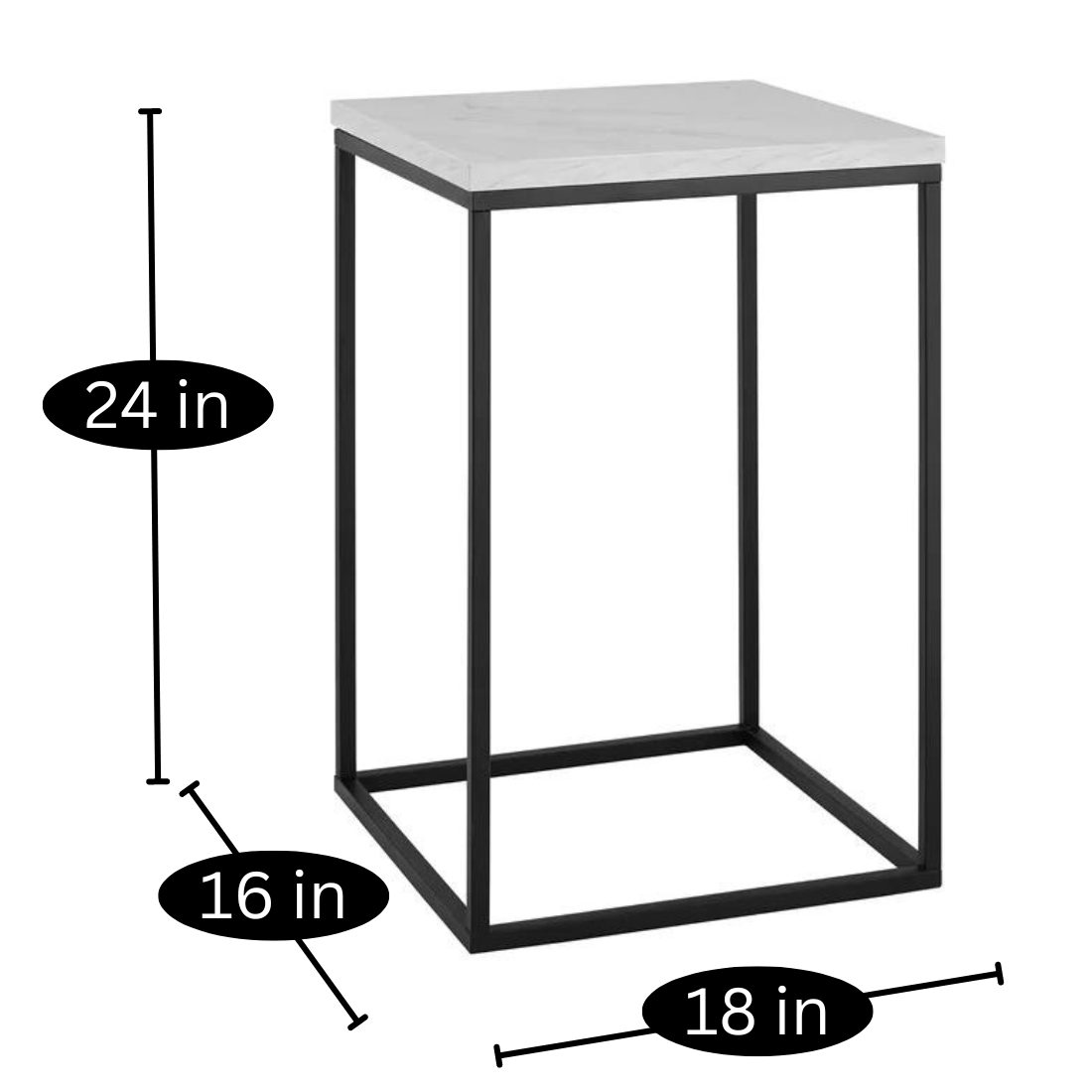 Metal Side Table in Black Finish and Powder Coating with Grey Wooden Top