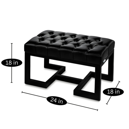 Megan Designer Black Ottoman Metal Stool with Black Cushion