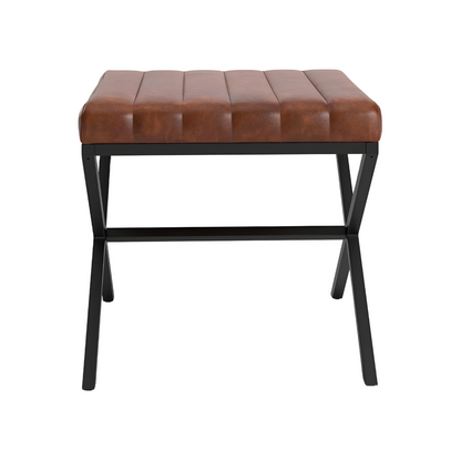 Anya Designer Black Ottoman Metal Bench with Brown Cushion