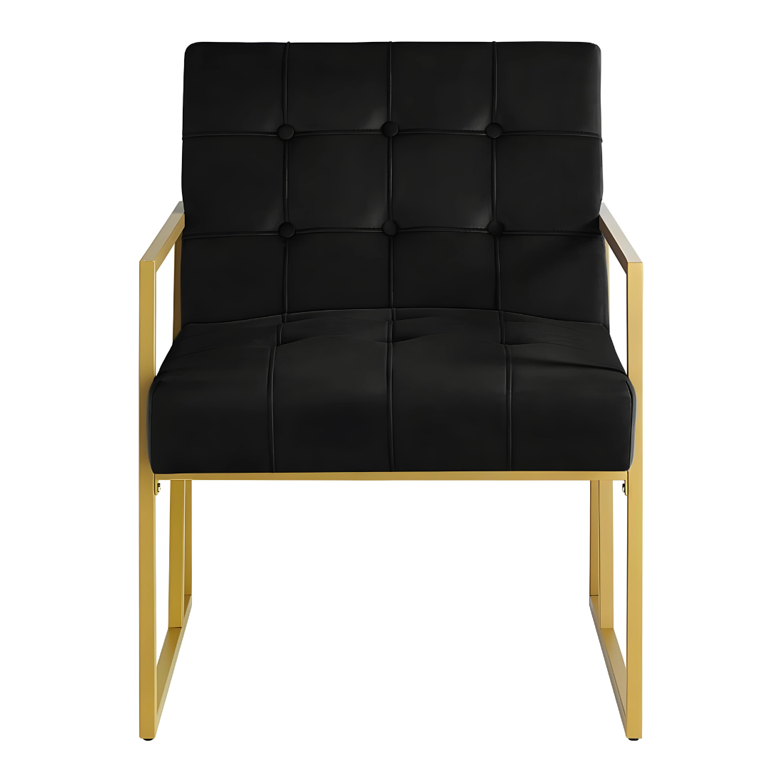 Eric Designer Golden Metal Chair with Black Cushion