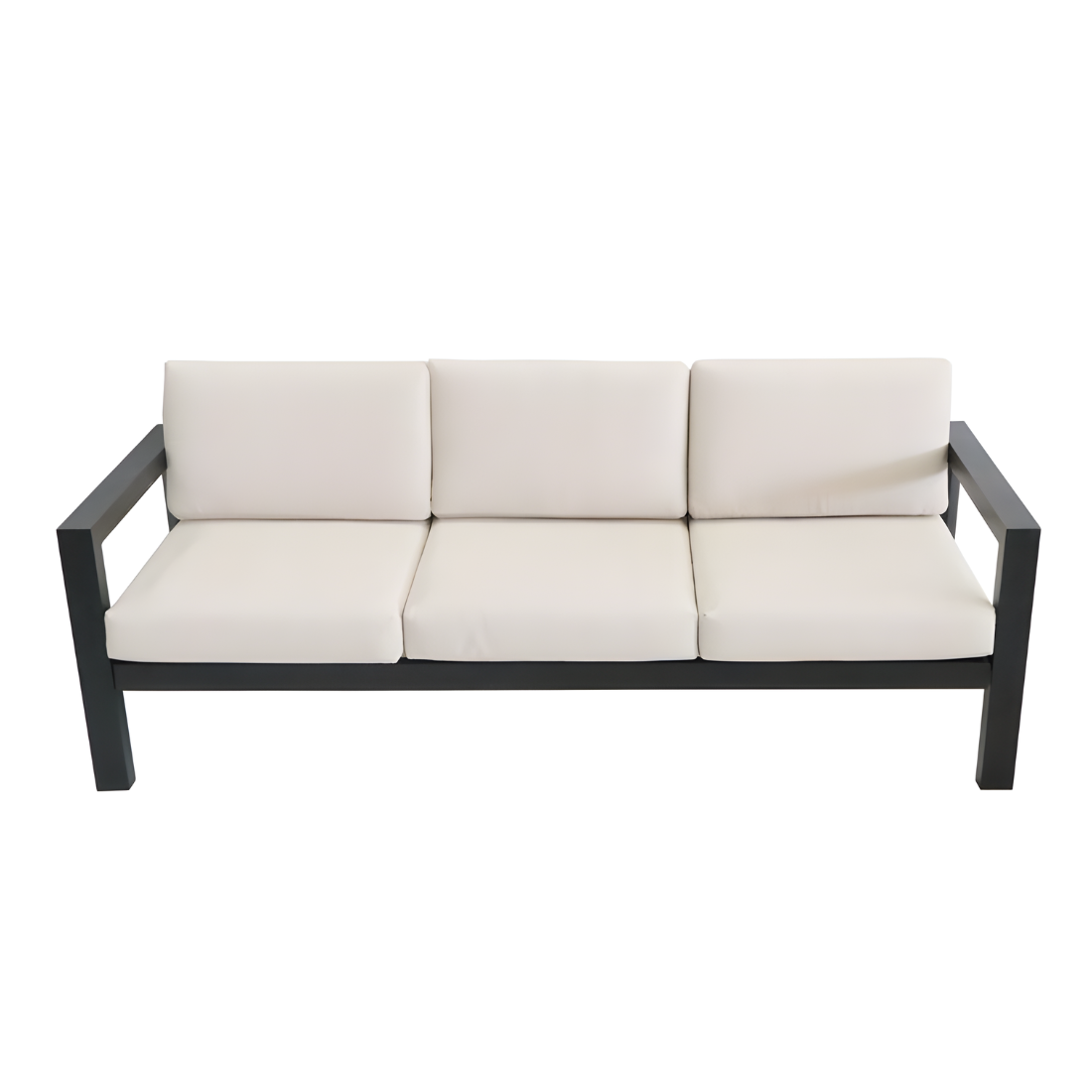 Black Naya 3+1+1 Sofa Set with White Cushion - 5 Seater Sofa Set with Table