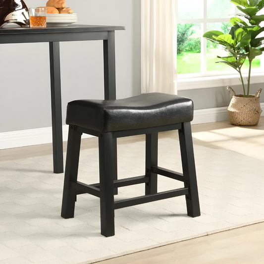 Berli Designer Black Ottoman Metal Stool with Black Cushion