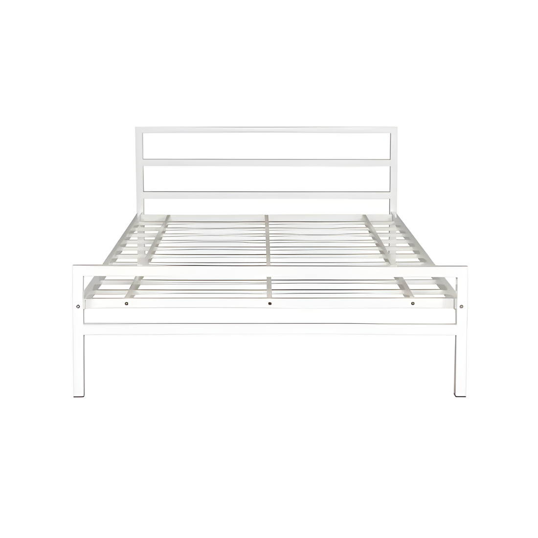 Cole Without Storage Metal Bed with Designer Headrest (Color - White)