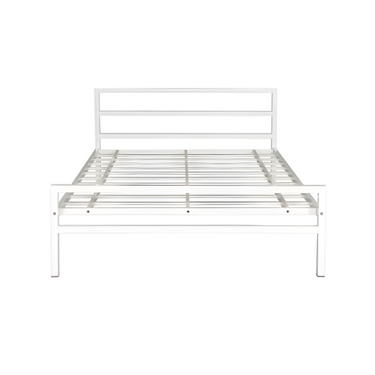 Cole Without Storage Metal Bed with Designer Headrest (Color - White)