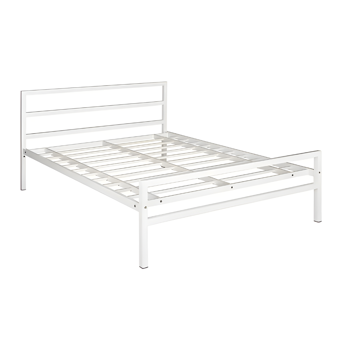 Cole Without Storage Metal Bed with Designer Headrest (Color - White)