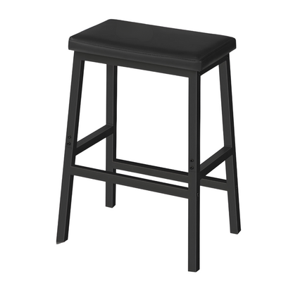 Faris Black Ottoman Metal Stool with Black Cushion