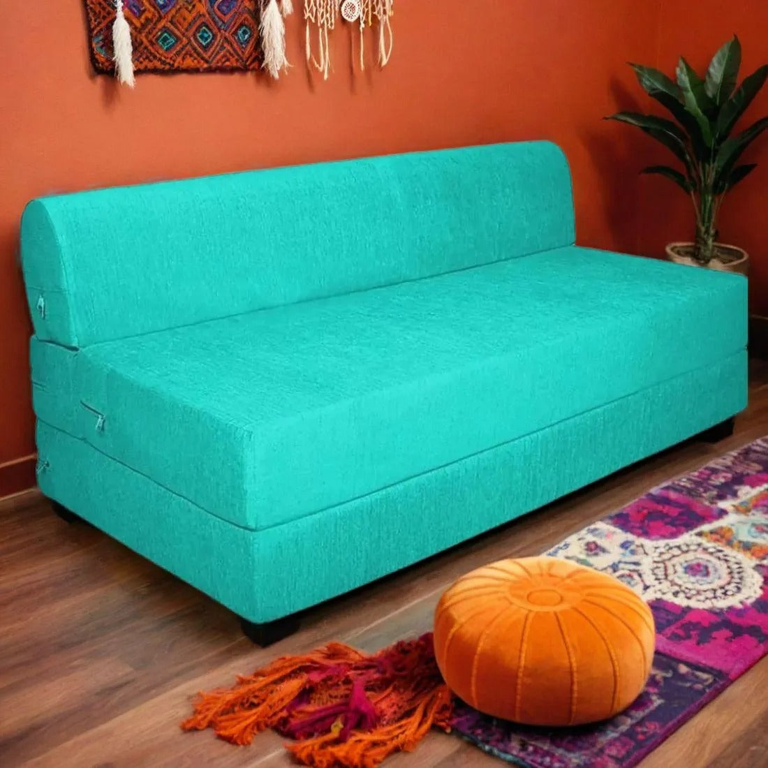 Mae Light Blue Foldable Mattress Sofa Bed