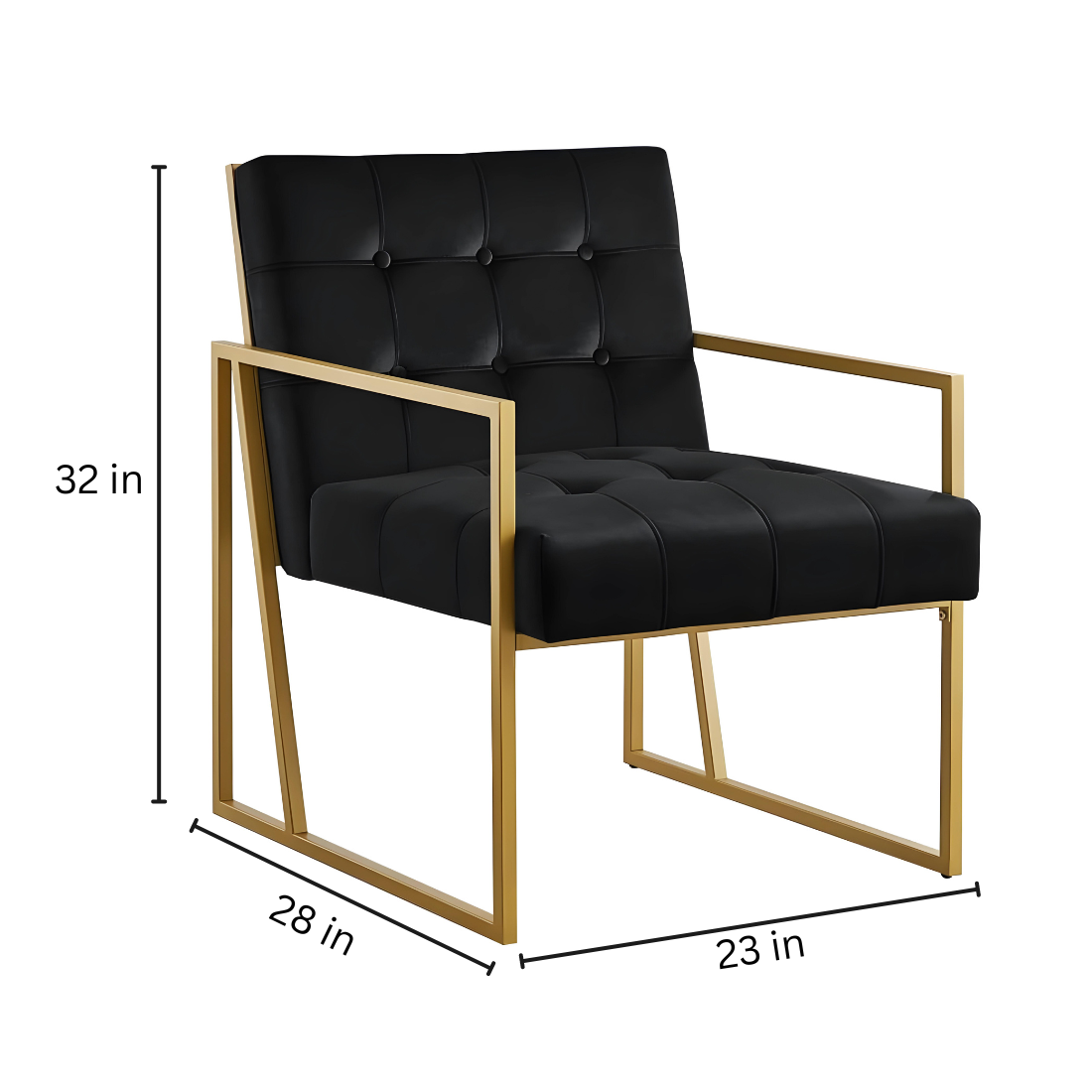 Eric Designer Golden Metal Chair with Black Cushion