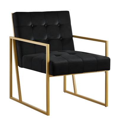 Eric Designer Golden Metal Chair with Black Cushion