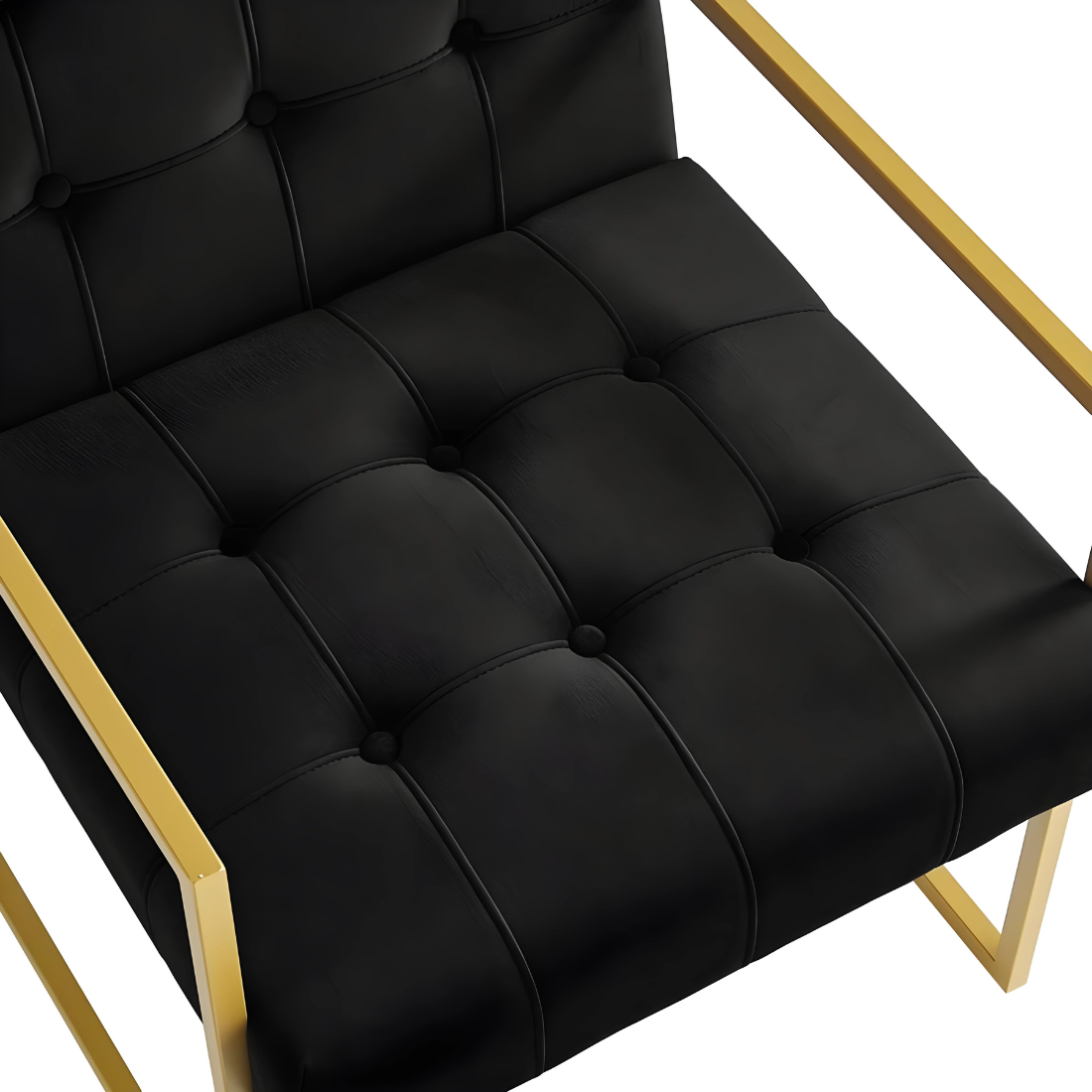 Eric Designer Golden Metal Chair with Black Cushion