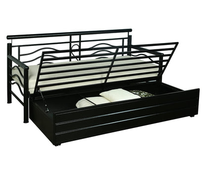 Black Nancy Hydraulic Storage Metal Sofa Bed with Mattress & Pillow (Color - White)